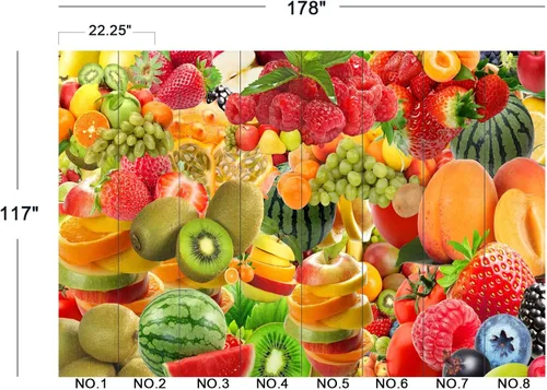 Vista 4 de Papel pintado mural de pared de cóctel de frutas 178" x 117" No.11