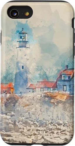 Vista 18 de iPhone 16 Artistic Lighthouse Painting Case