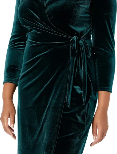 Vista 3 de Anne Klein Vestido cruzado clásico de terciopelo para mujer