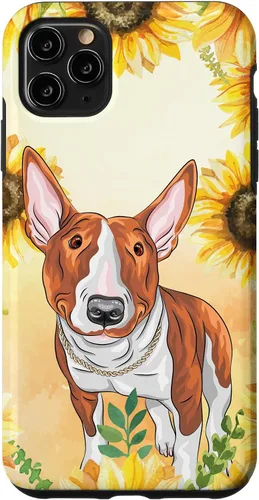 Vista 11 de iPhone 15 Lindo perro de acuarela Bull Terrier - Estuche de flores florales de girasol