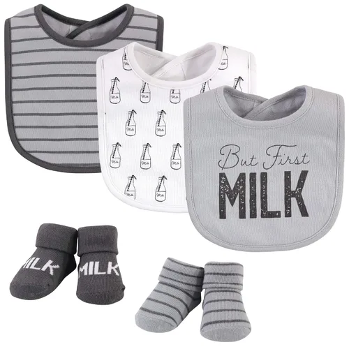 Vista 29 de Hudson Baby Conjunto de babero y calcetines unisex de algodón para bebé, Tamaño único Chica Calabaza