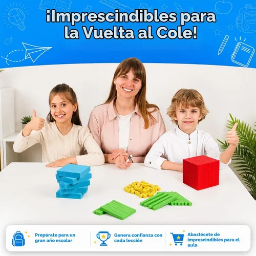 Vista 2 de Simply magic 131 bloques de base de espuma para matemáticas, bloques de valor posicional, base 10 manipulativos matemáticos K-3, contadores