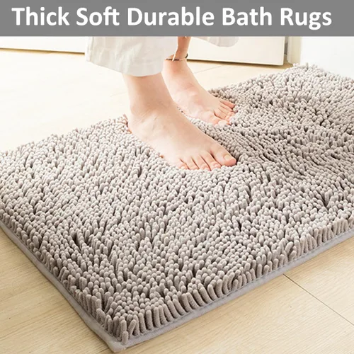 Vista 4 de Juego de 3 alfombras de baño antideslizantes de 3 piezas, alfombra de baño ultra suave, alfombra de baño absorbente y peluda, juego perfecto