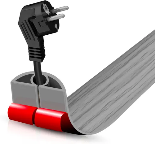 Vista 35 de Cubierta autoadhesiva para cables de suelo, gestión de cables de 3.3 pies, protector de tira de extensión para cables, evita tropiezos de cables