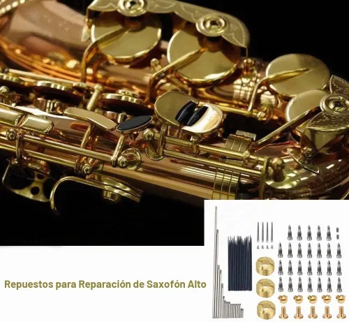 Vista 7 de Kits de reparación de saxofón Partes de instrumentos musicales de viento con rodillos, tuerca, tornillos de cola de rata, tornillos de cabeza
