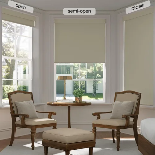 Vista 5 de LazBlinds - Persianas enrollables opacas sin taladro, 20 pulgadas de ancho x 48 pulgadas de alto, beige Inalámbrico, tela con aislamiento térmico