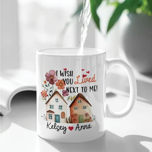 Vista 5 de Taza de café personalizada de alma gemela, taza de café de amistad personalizada para mejores amigos con nombres, mejores amigos, hermanas del alma