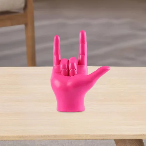 Vista 4 de MagiDeal Modern Love You - Estatua de gesto de dedo, escultura de mano de roca, manualidades coleccionables para centro de mesa, escritorio, Rosa