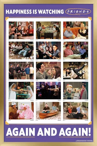 Vista 15 de Trends International Friends 30th - Póster de pared con texto en inglés "Watching Again", 14.72 x 22.37 pulgadas, versión enmarcada de madera