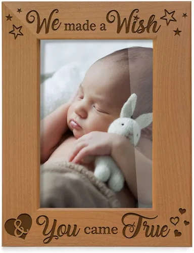 Vista 8 de KATE POSH - We Made a Wish & You Came True - Marco de fotos de madera natural grabado, regalos para nuevos bebés, nueva mamá, nuevo papá, regalos