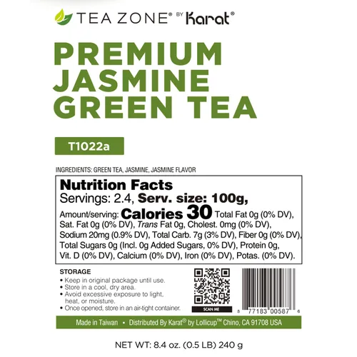 Vista 2 de Tea Zone Bolsa de té verde jazmín prémium de 8.5 onzas