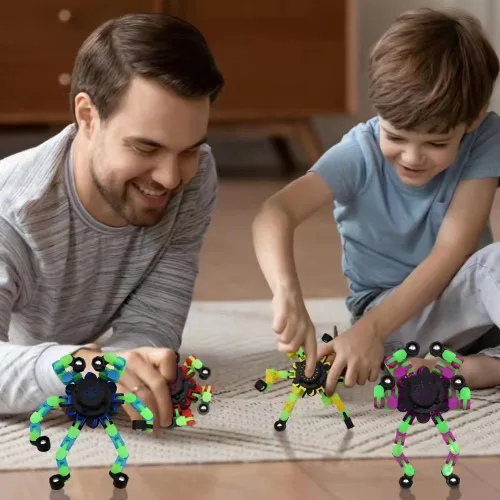 Vista 6 de Fidget Spinners, robot de cadena transformable para hacer tú mismo, que brilla en la oscuridad, juguete mecánico creativo para aliviar el estrés