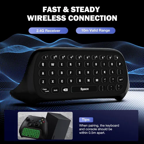 Vista 5 de MoKo RGB Backlight Keyboard for Xbox One Controller, Xbox Series XS, Wireless Chatpad Keypad w 2.4G Receiver, Xbox Accessories for Xbox One SElite