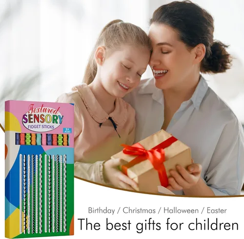 Vista 7 de Juguetes sensoriales fidget para niños y adultos, 12 piezas de palos fidget flexibles para estrés, ansiedad, autismo, TDAH, para calmarse, viajes