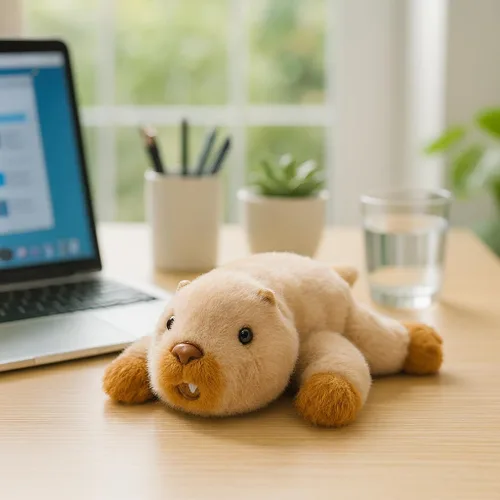 Vista 5 de Adorable animal de peluche de castor suave, lindo regalo de cumpleaños para niños y niñas pequeños