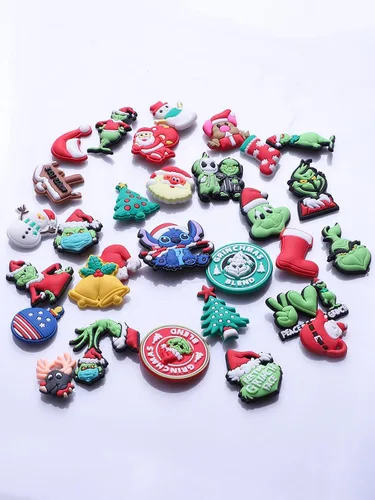 Vista 7 de 30 dijes de Navidad para zapatos, lindos dijes de Navidad de dibujos animados para zueco y pulsera para niños, niñas, niños y adultos, regalos