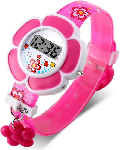 Vista 7 de Reloj para niños con forma de flor para niña, reloj digital de dibujos animados novedosos 1144