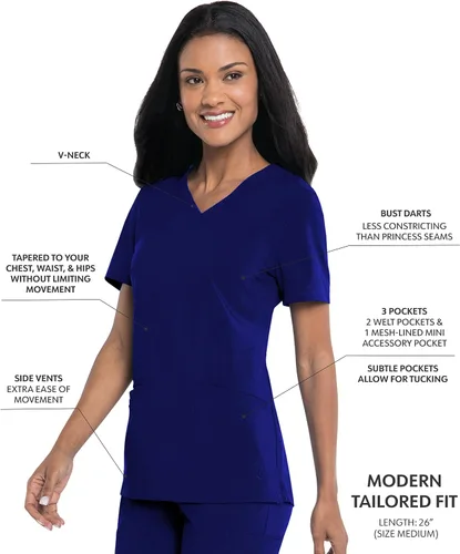 Vista 2 de Urbane Performance 9015 - Camiseta médica de ajuste a medida con 3 bolsillos para mujer