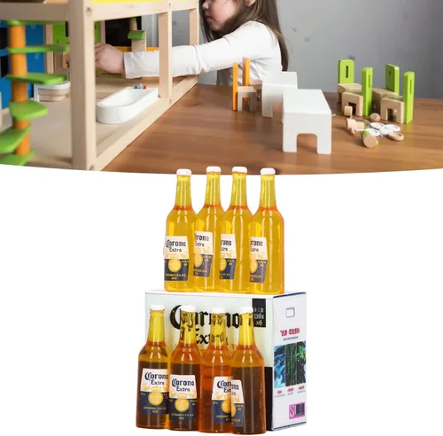 Vista 2 de Botellas de cerveza en miniatura, accesorios multiusos para casa de muñecas 1:12, detalles vívidos para regalos