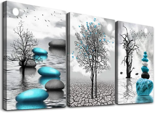 Vista 9 de Arte en lienzo enmarcado en negro para decoración de sala de estar y dormitorio - Pintura de pared de playa en blanco y negro - Imágenes de olas