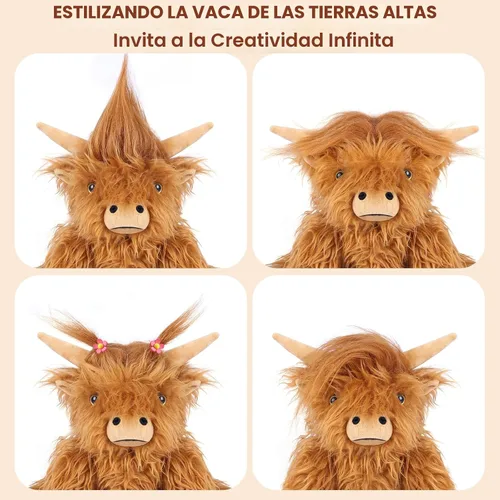 Vista 4 de SuzziPals Vaca de las Tierras Altas de Peluche Calentable y Enfriable, Almohadilla Calentable Microondable para Relajación y Alivio, Juguetes
