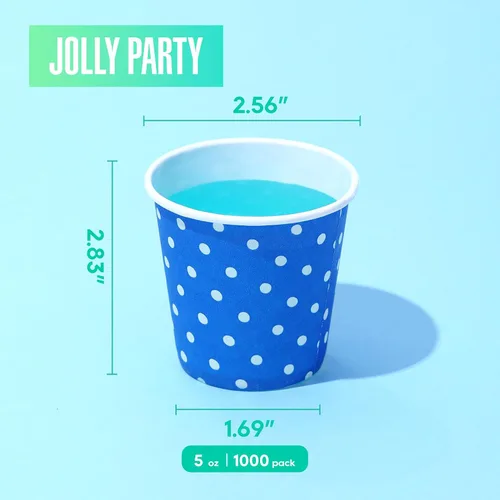Vista 2 de Paquete de 1000 vasos de papel de 5 onzas, vasos desechables de papel multicolor, vasos pequeños para enjuague bucal, vasos para bebidas frías