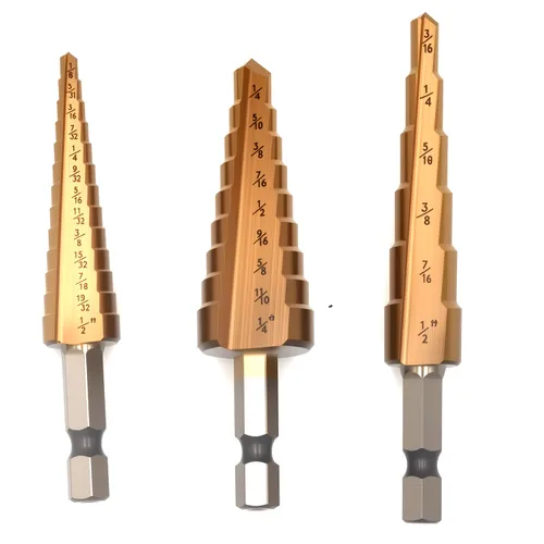 Vista 6 de Juego de 3 brocas con vástago hexagonal HSS con revestimiento de titanio para herramientas de carpintería de bricolaje, 4-/12/20/1.260 in