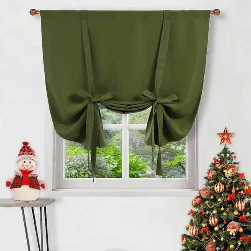 Vista 16 de DWCN Cortinas Opacas - Persiana Enrollable con Lazos para Ventana, Aislamiento Térmico, Oscurecimiento de Habitación, Cortinas con Bolsillo
