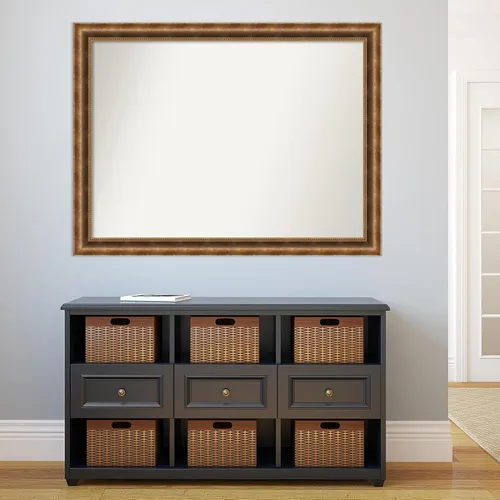 Vista 828 de Amanti Art Espejo de pared personalizado no biselado (25 x 25 pulgadas), marco de bronce acentuado, varios tamaños personalizados, espejo de baño