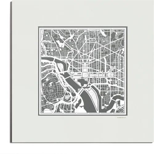 Vista 106 de O3 Design Studio San Diego, CA Paper Cut Map Matted Grey 20x20 in Paper Art