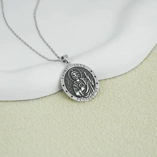 Vista 4 de HELORET Collar de San Amuleto Medalla Serie St Medallas Joyas para Mujeres Hombres Collar Católico Regalo Protegernos