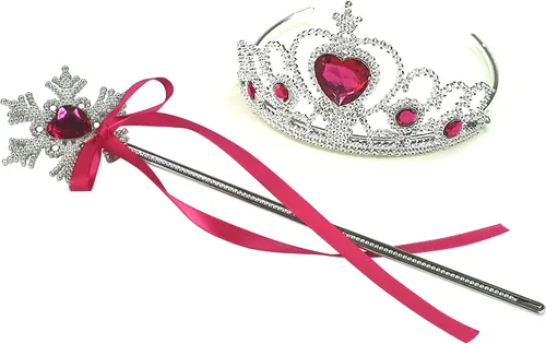 Vista 14 de Juego de tiara y varita de corona princesa Elsa - Joya de corazón de plata Azul