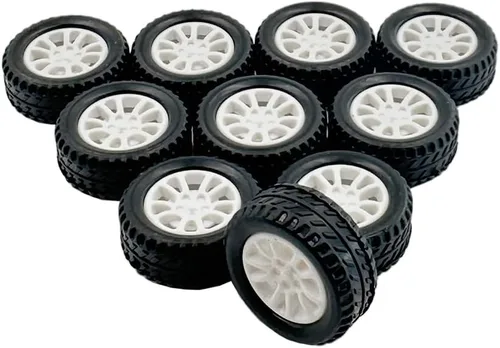 Vista 5 de Ruedas de coche de juguete de 10 Uds., neumático de goma de 0.787 in para accesorios