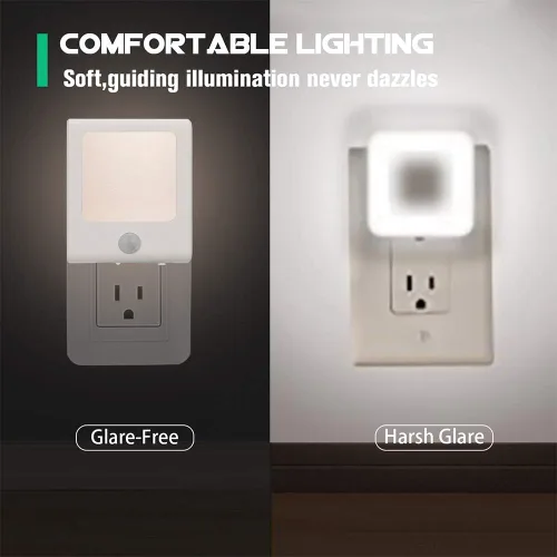 Vista 4 de [Paquete de 3] Vintar - Luz nocturna LED regulable, luz nocturna enchufable con sensor automático de atardecer a amanecer, brillo ajustable, luces