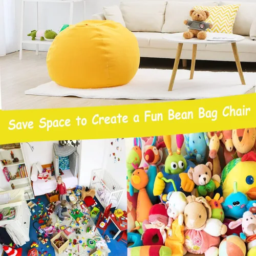 Vista 5 de Funda para puf de almacenamiento de animales de peluche para niños y niñas, organizador de almacenamiento de juguetes extra grande, puf sin relleno
