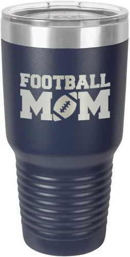 Vista 11 de FOOTBALL MOM - Vaso negro de 30 onzas con popote y tapa superior deslizante Taza de viaje de acero inoxidable Comparar con Yeti Rambler