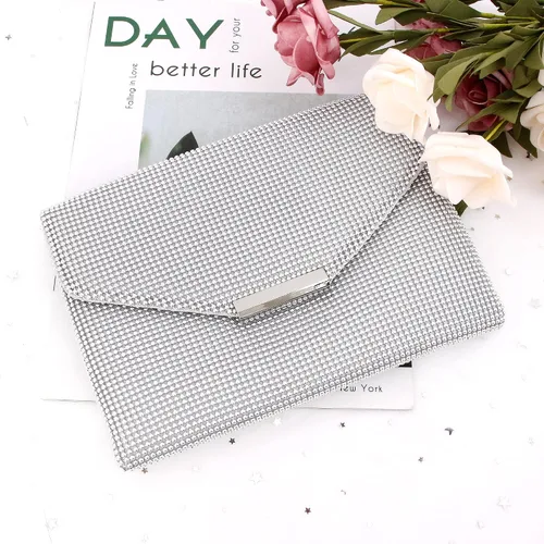 Vista 3 de Naimo Bolso cruzado con diamantes de imitación de cristal brillante bolso de mano de noche de diamante bolso para teléfono celular para fiesta