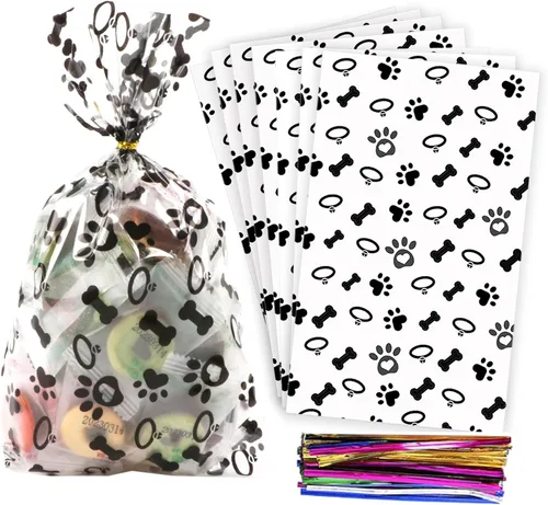 Vista 45 de 100 bolsas de regalo con estampado de estrellas de 3 x 5 pulgadas, bolsas de regalo de celofán, bolsas de regalo de celofán, bolsas de regalo