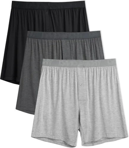 Vista 10 de DAVID ARCHY Calzoncillos tipo bóxer de rayón de bambú para hombre, transpirables, refrescantes, con cierre de botón, ropa interior de ajuste