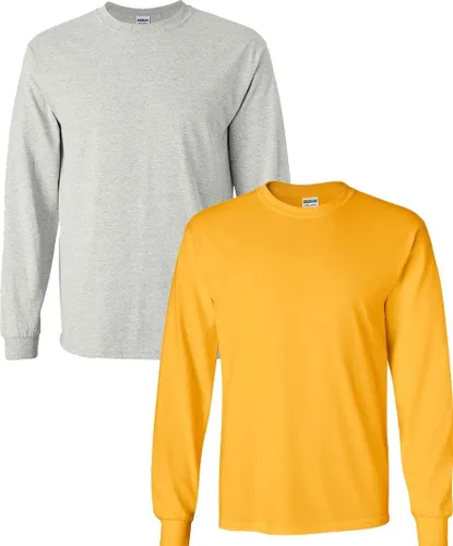 Vista 37 de Gildan - Camiseta de algodón y de manga larga para hombre, modelo G2400 (1) verde irlandés + (1) negro