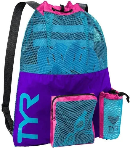Vista 2 de TYR Mochila unisex de malla grande para momia, morado/azul/rosa, 40L