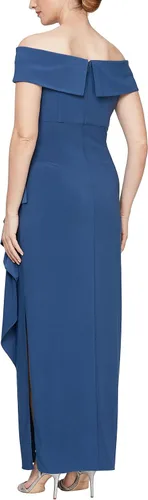 Vista 2 de Alex Evenings Vestido largo con escote plegable fuera del hombro para mujer, evento formal, vestido de madre de la novia