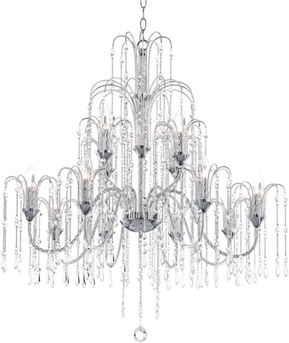 Vista 10 de Vienna Full Spectrum Lámpara de araña cromada plateada de 29 pulgadas de ancho, brazo curvado de cristal transparente, 6 lámparas, comedor, casa