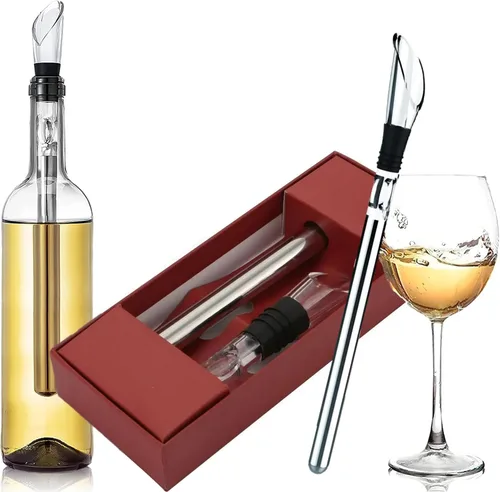 Vista 3 de Enfriador de vino pequeño enfriador de vino 3 en 1 de acero inoxidable enfriador de botellas de vino enfriadores de vino sin hielo para botellas
