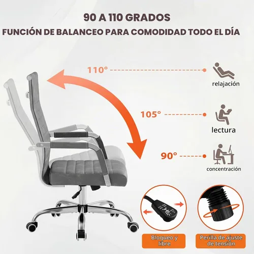 Vista 6 de Furmax Silla de escritorio de oficina acanalada con respaldo medio, silla ejecutiva de piel sintética, silla giratoria ajustable con brazos