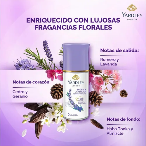 Vista 8 de Yardley London - Desodorante de lavanda inglesa roll-on de 1.7 onzas