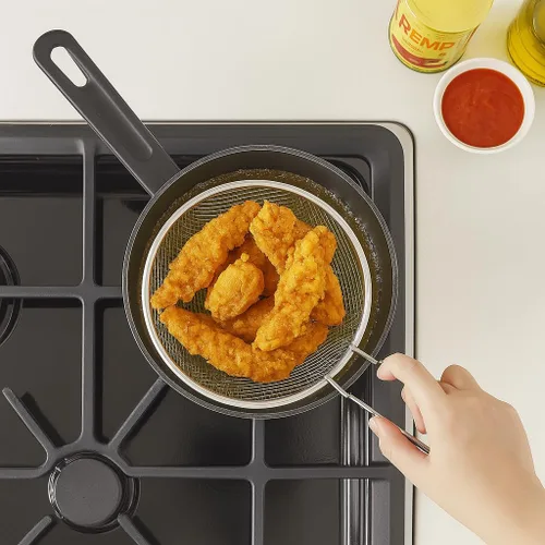 Vista 4 de HIC - Cesta para freír de cocina, acero inoxidable 18/8, herramienta de cocina para freír Acero inoxidable 18/8, cesta de malla fina, ganchos