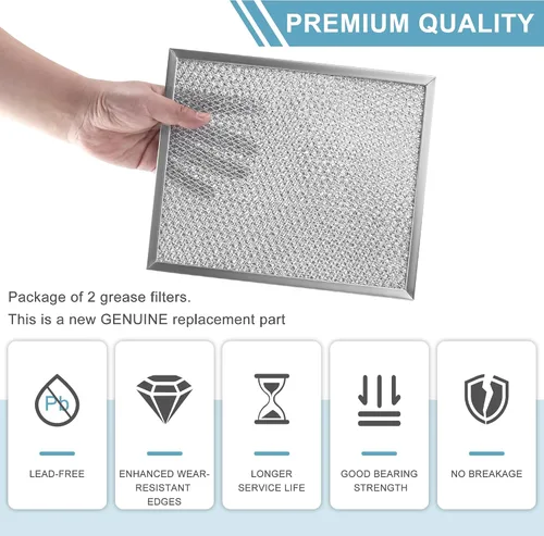 Vista 2 de 2 paquetes de filtros de aluminio para campana extractora 97006931 Reemplazo Compatible con filtro de grasa para campana extractora Bro-an Nu-tone