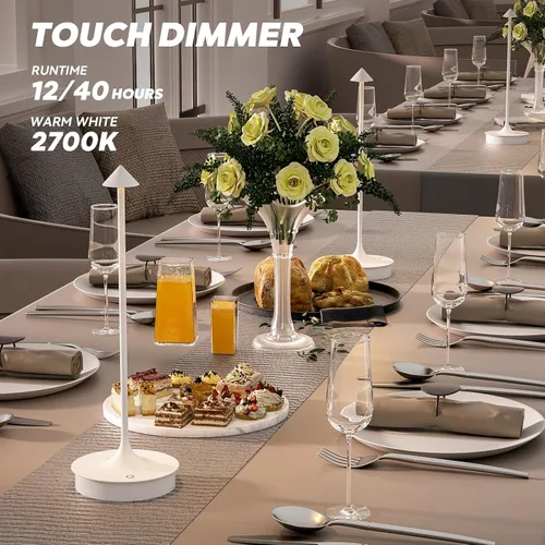 Vista 3 de Lámpara de mesa inalámbrica pequeña, recargable, funciona con pilas, lámpara táctil LED de 4000 mAh, regulable, portátil, impermeable