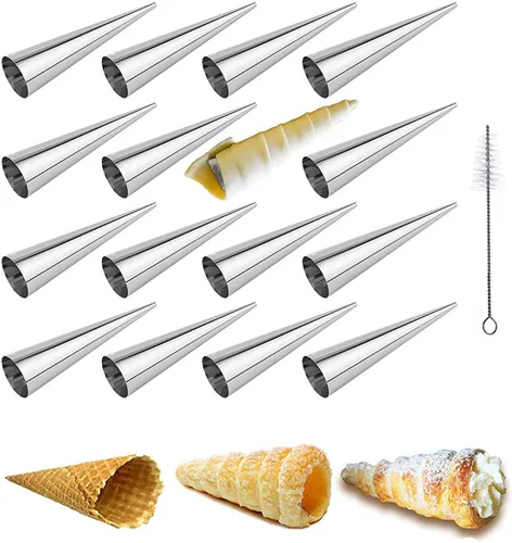 Vista 11 de FantasyDay - Moldes antiadherentes para cuerno de color crema, de acero inoxidable, 4.72 pulgadas, kit de tubos de cannoli de gran tamaño, paquete #1